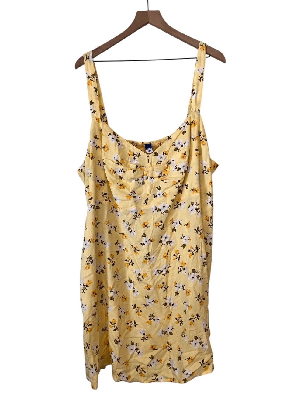 Old Navy Womens Yellow Floral Mini Dress Pockets Adjustable Straps Size 3X NWT